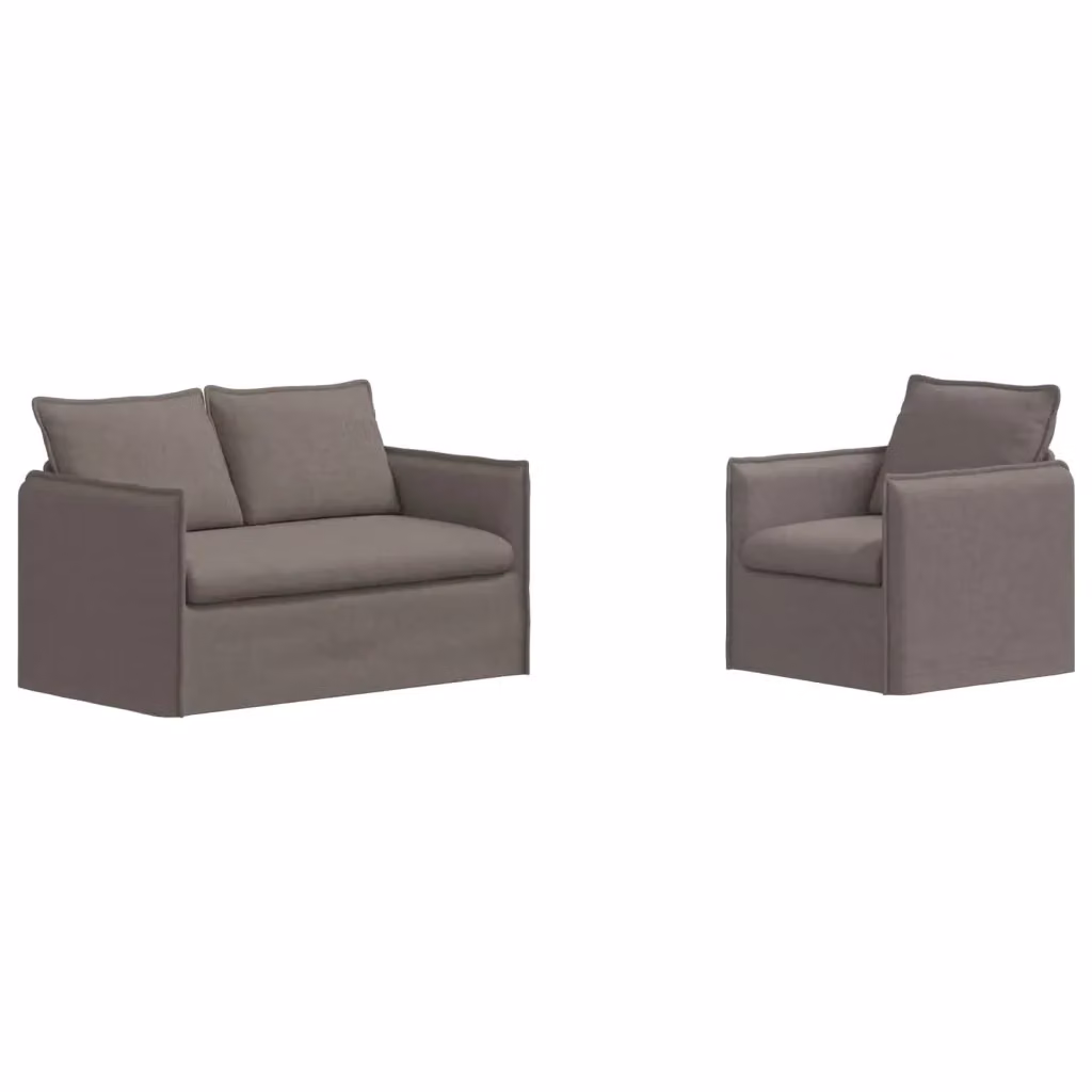 Set di 2 divani moderni vidaXL in tessuto beige e grigio con struttura in metallo e cuscini inclusi – 2