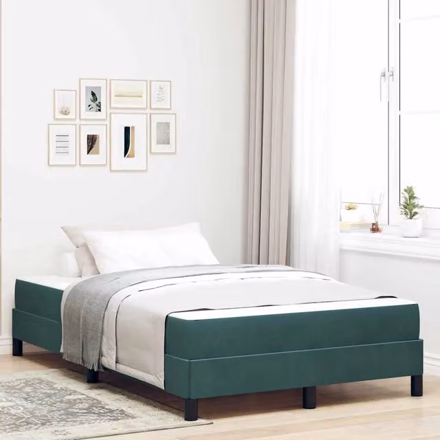 Letto a molle con materasso vidaXL in tessuto verde scuro L/P: 120 x 200 cm