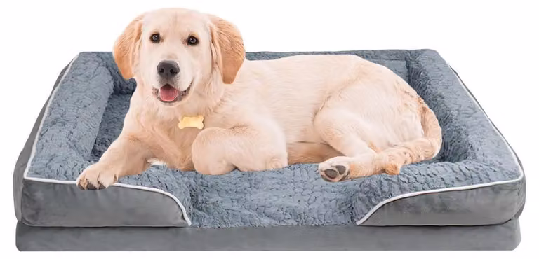 Cuccia ortopedica per cani, realizzata in memory foam, dimensioni 108x76 cm. Lavabile, antiscivolo e impermeabile