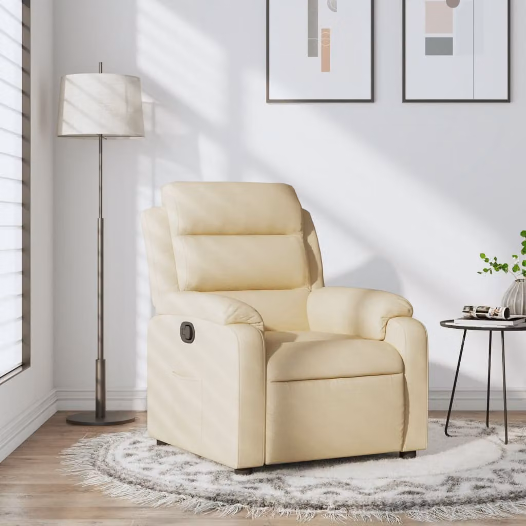 vidaXL Poltrona Reclinabile Relax in Tessuto Beige con Braccioli e Sistema di Reclinazione Manuale