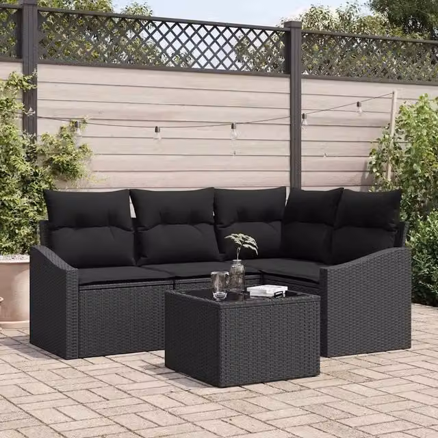 Set di divani 5 pz Nero polyrattan 3346713