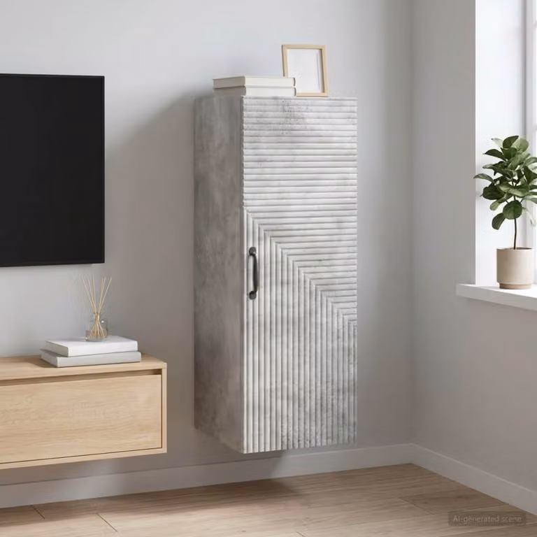 Mobiletto a muro moderno vidaXL in MDF e metallo, Grigio, L: 33 cm, P: 34,5 cm, H: 90 cm