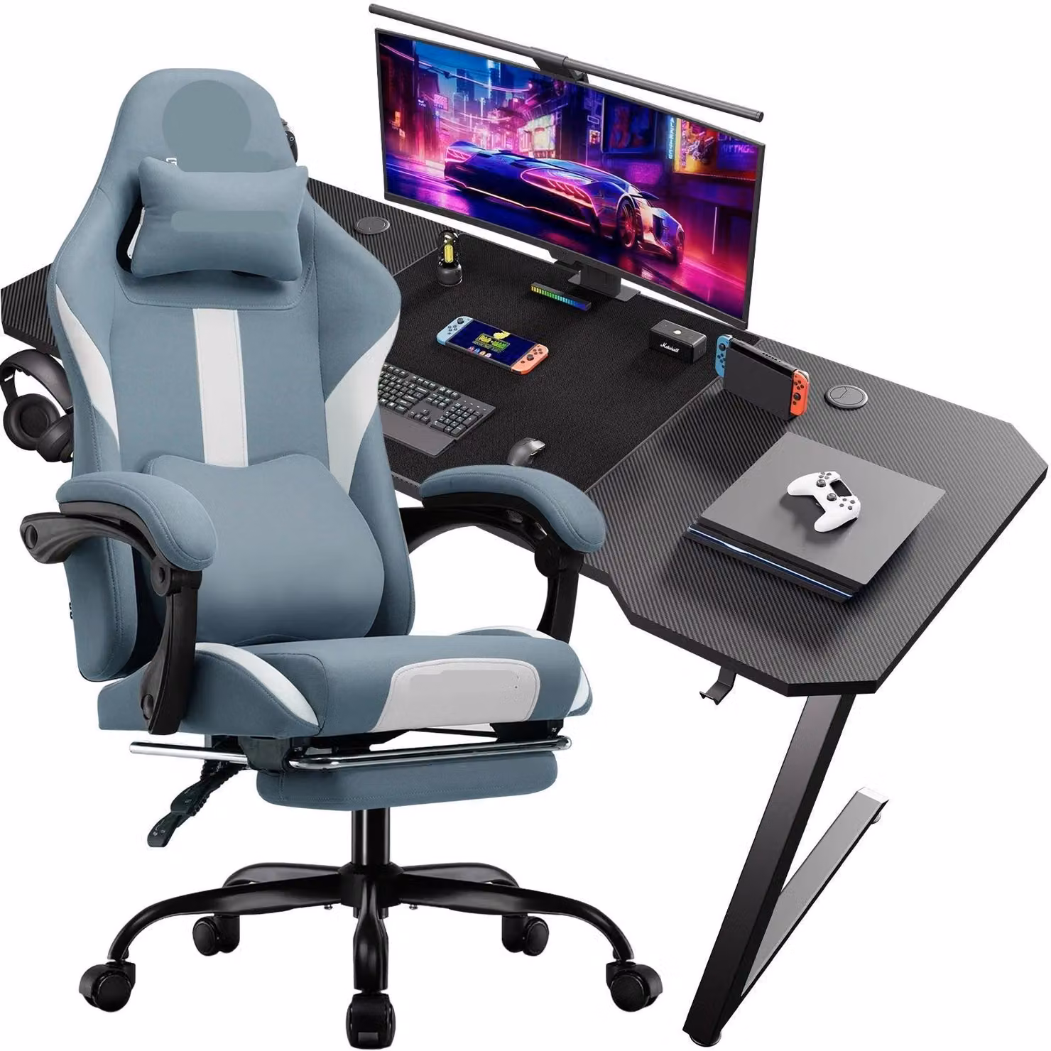 Set da gioco: tavolo e sedia - Scrivania da gioco - Sedia da gioco - Scrivania per computer - Set da gioco - Design ergonomico