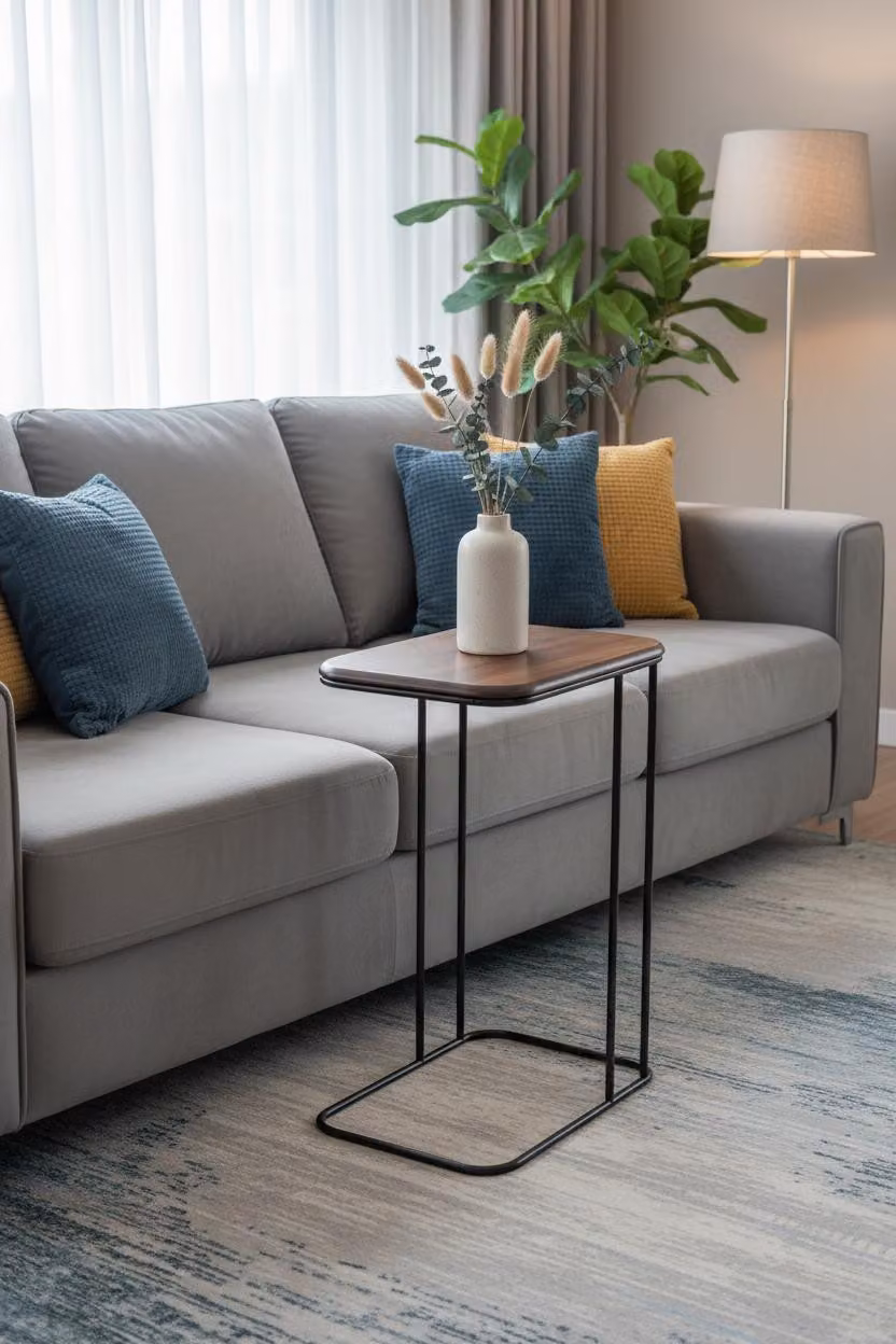 Tavolino da salotto moderno, minimalista, marrone, elegante, di classe, confortevole