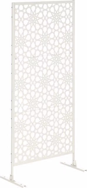 Pannello frangivista decorativo esterno Outsunny in metallo bianco con motivo decorativo, L: 92 cm, P: 45 cm, H: 198 cm