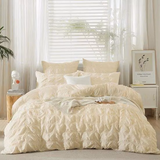 Set di lenzuola in microfibra Ibbenzoa® da 135 x 200 cm, con federa da 80 x 80 cm, aspetto simile al tessuto "seersucker", traspirante, con cerniera e 4 angoli regolabili