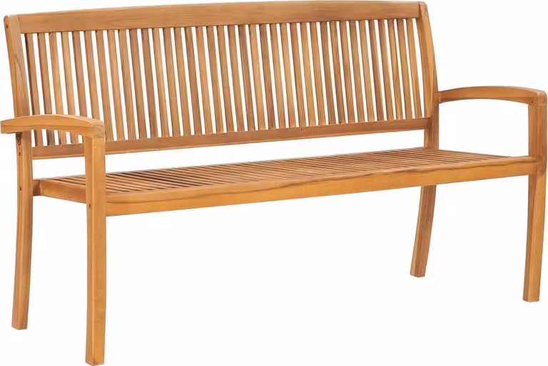 Panca da giardino impilabile con cuscino 159 cm in teak massiccio