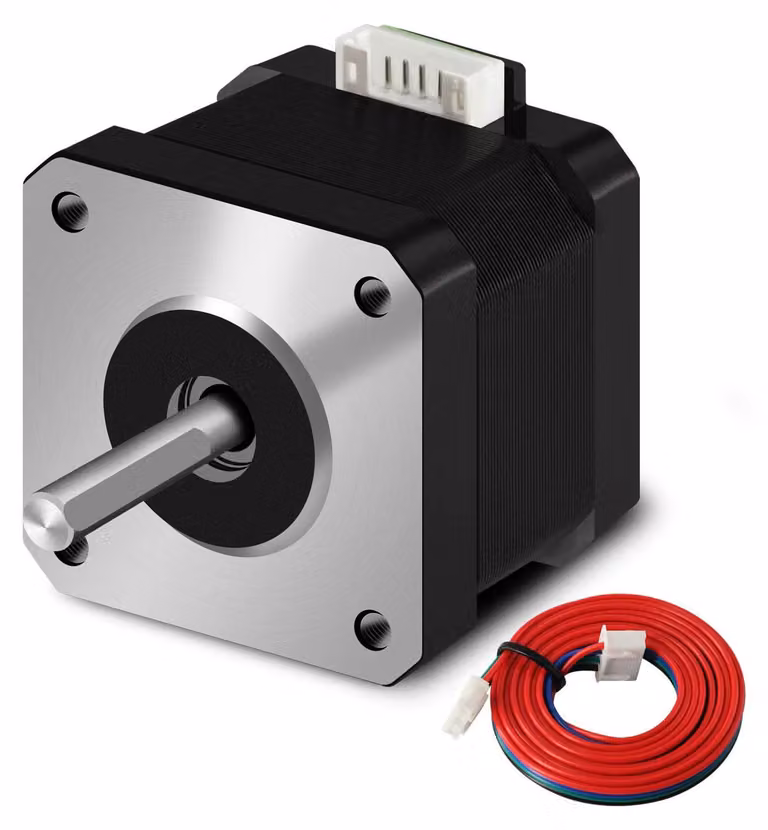 1 pezzo di motore passo-passo Nema 17, dimensioni 42x38mm, modello 17HS4401, 1.5A-3.8V