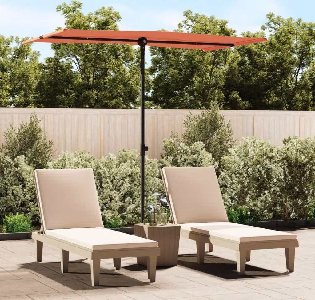 The Living Store ombrellone con asta in alluminio 180 x 110 cm rosso terracotta