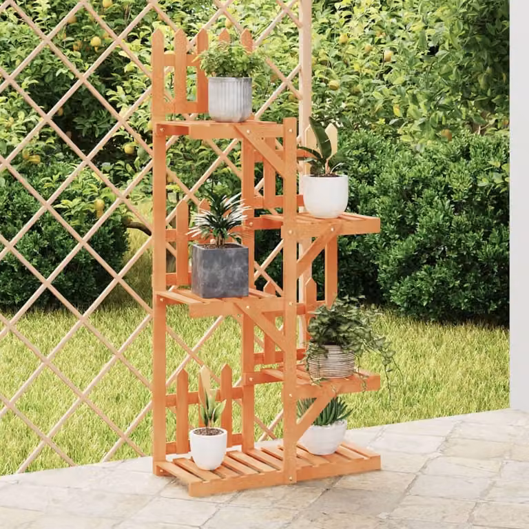 vidaXL Portafiori in Legno di Abete Massello Marrone L: 60 cm, P: 25 cm, H: 130 cm