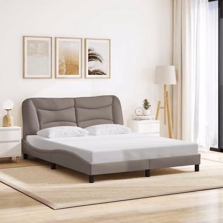 Giroletto senza materasso Hvar vidaXL in tessuto beige, L/P: 160 x 200 cm