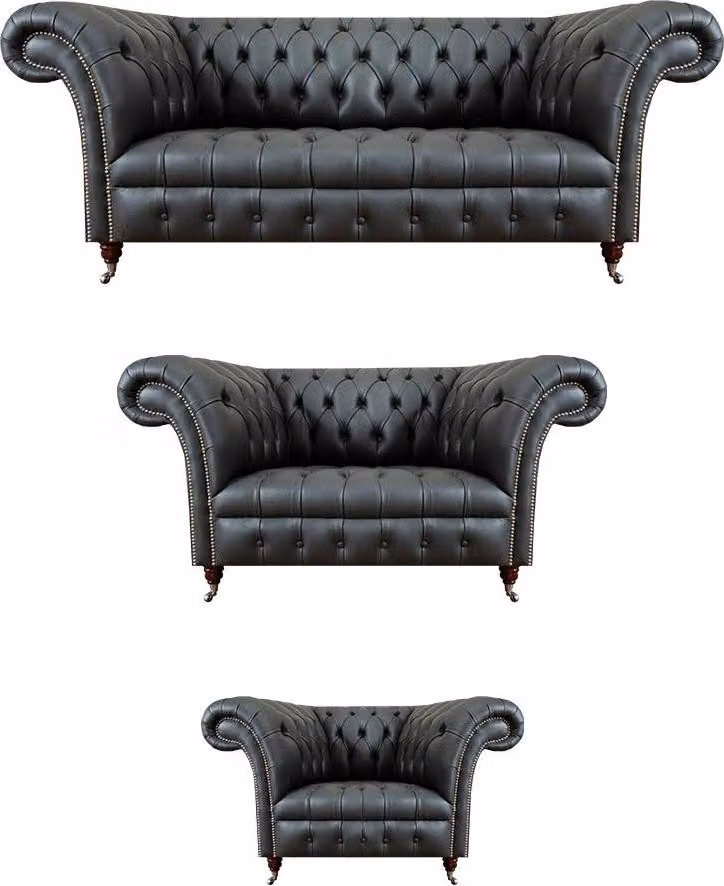 Moderne Sofagarnitur Set 3tlg Luxuriöse Wohnzimmer Leder Polstermöbel