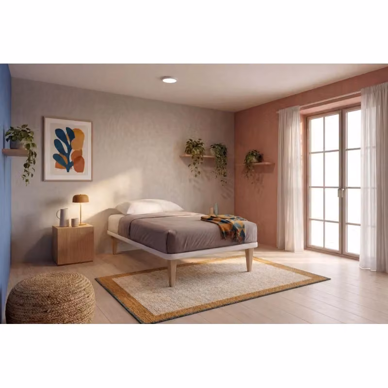Letto singolo imbottito Ityhome in similpelle bianca con rete, L/P/H: 80 x 200 cm – 2