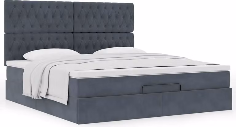 Struttura Letto Pouf con Materassi 180x200 cm Velluto