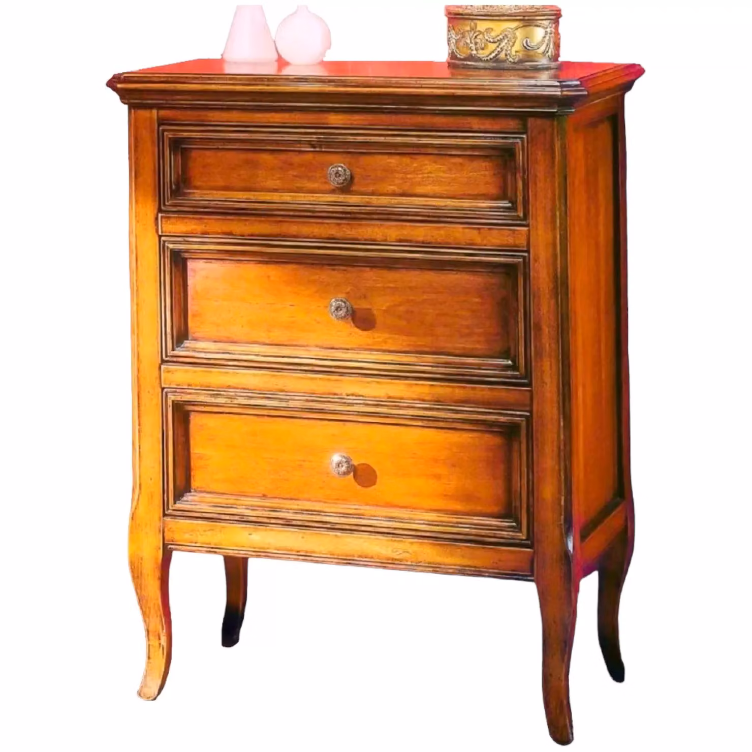 Comodino classico in legno con 3 cassetti Mobili 2G finitura bassano L: 55 cm, P: 36 cm, H: 70 cm – 2