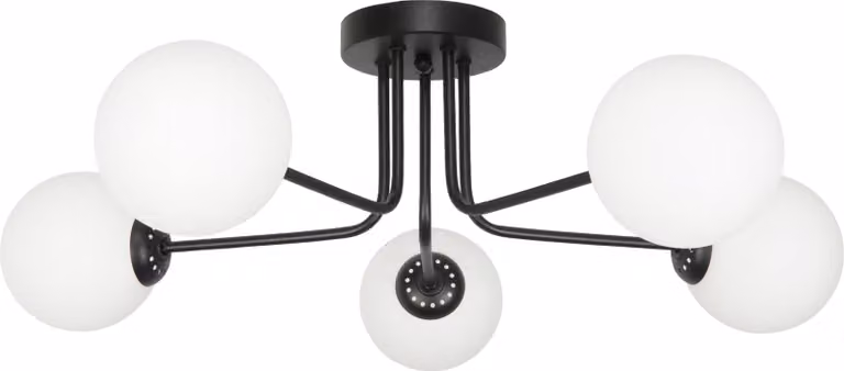 Lampada da soffitto nera, paralume bianco BORGIO 14-840