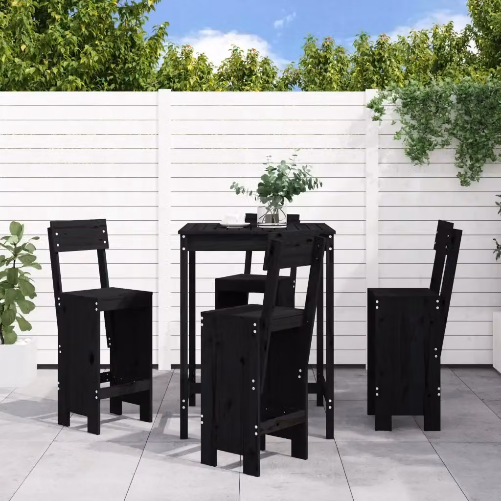 Set Salotto da Giardino 5 Pezzi in Legno di Pino Nero Opaco – 2