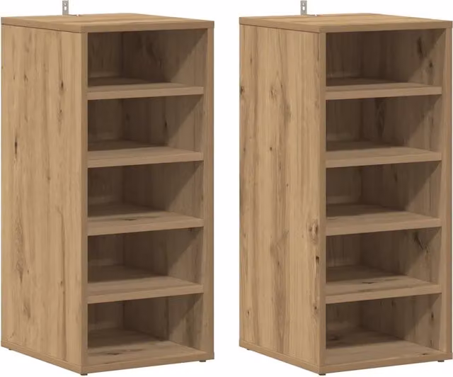 Set di 2 scarpiere 32 x 35 x 70 cm finitura opaca pratica moderna conservazione in legno ingegnerizzato rovere artigianale 02_0050924