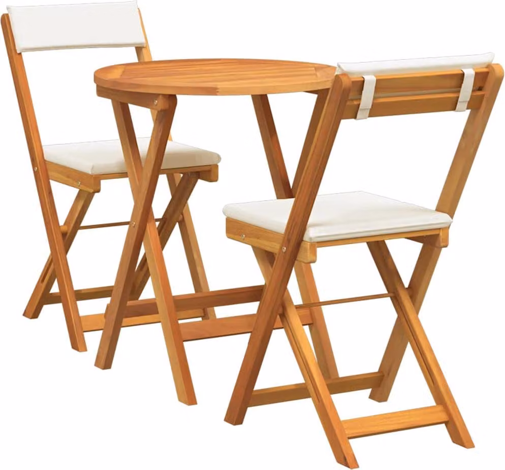 Set da Pranzo per Giardino con cuscino 3 pcs Olio Naturale