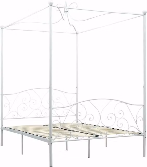 Letto a Baldacchino Bianco in Metallo 140x200 cm 284471