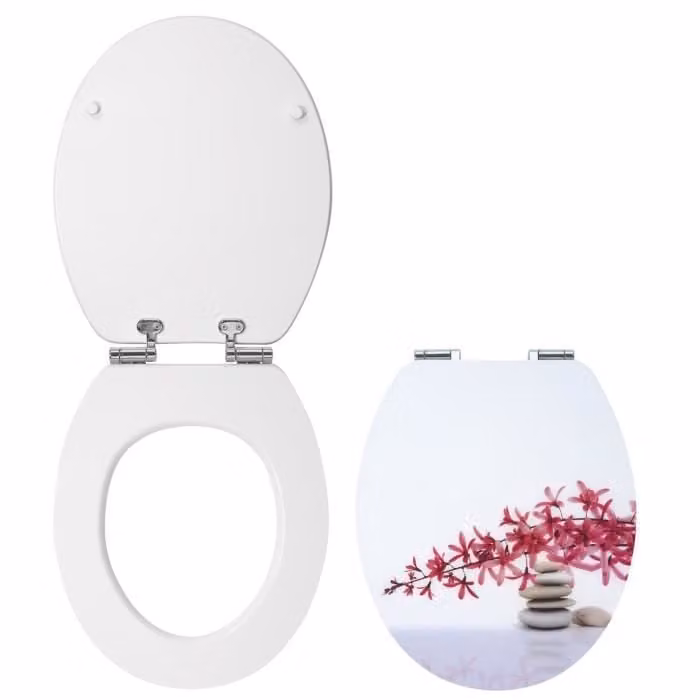 Wirquin 20719925, allungato, sedile WC rigido, multicolore, bianco, acrilico, legno, 370 mm, 480 mm