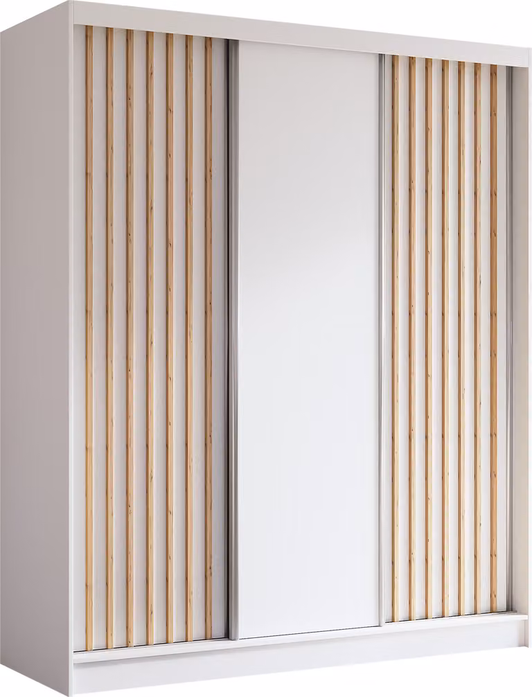 AX LIVING Armadio ad ante scorrevoli Cabinio bianco con Artisan 180cm
