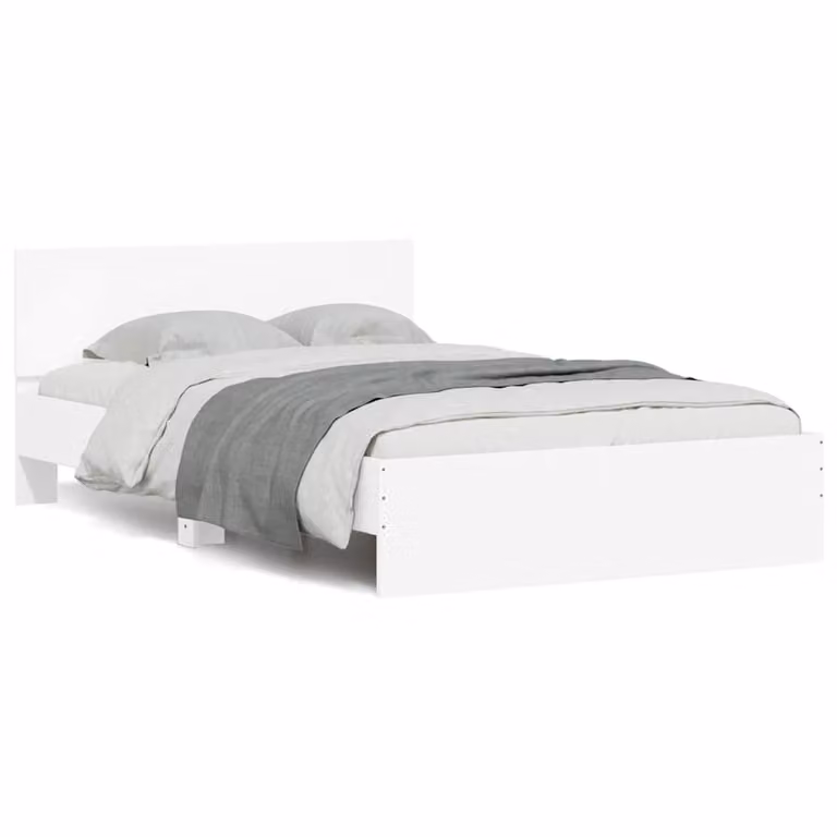 vidaXL Giroletto con Testiera, Illuminazione LED e Porta USB, Bianco, L/P/H: 190 x 140 x 70 cm