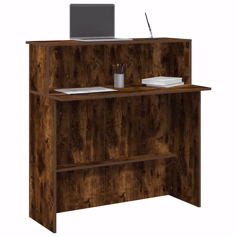 vidaXL Banco Reception in Legno Multistrato Rovere Fumo, L 100 cm x P 50 cm x H 103,5 cm