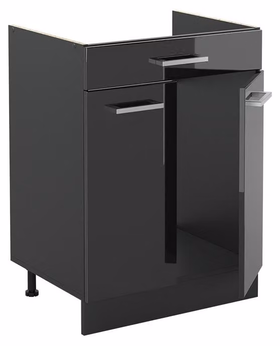 Mobiletto base cucina Vicco R-Line Antracite lucido/Antracite 60 cm con cassetto senza piano di lavoro, Model 61073