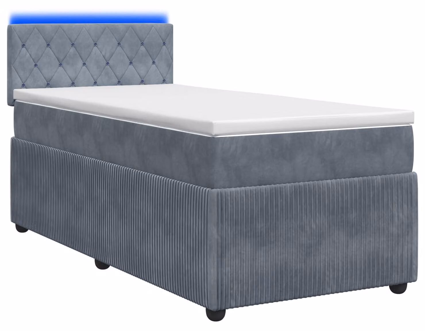 Letto a molle con materasso grigio scuro 100 x 200 cm in velluto