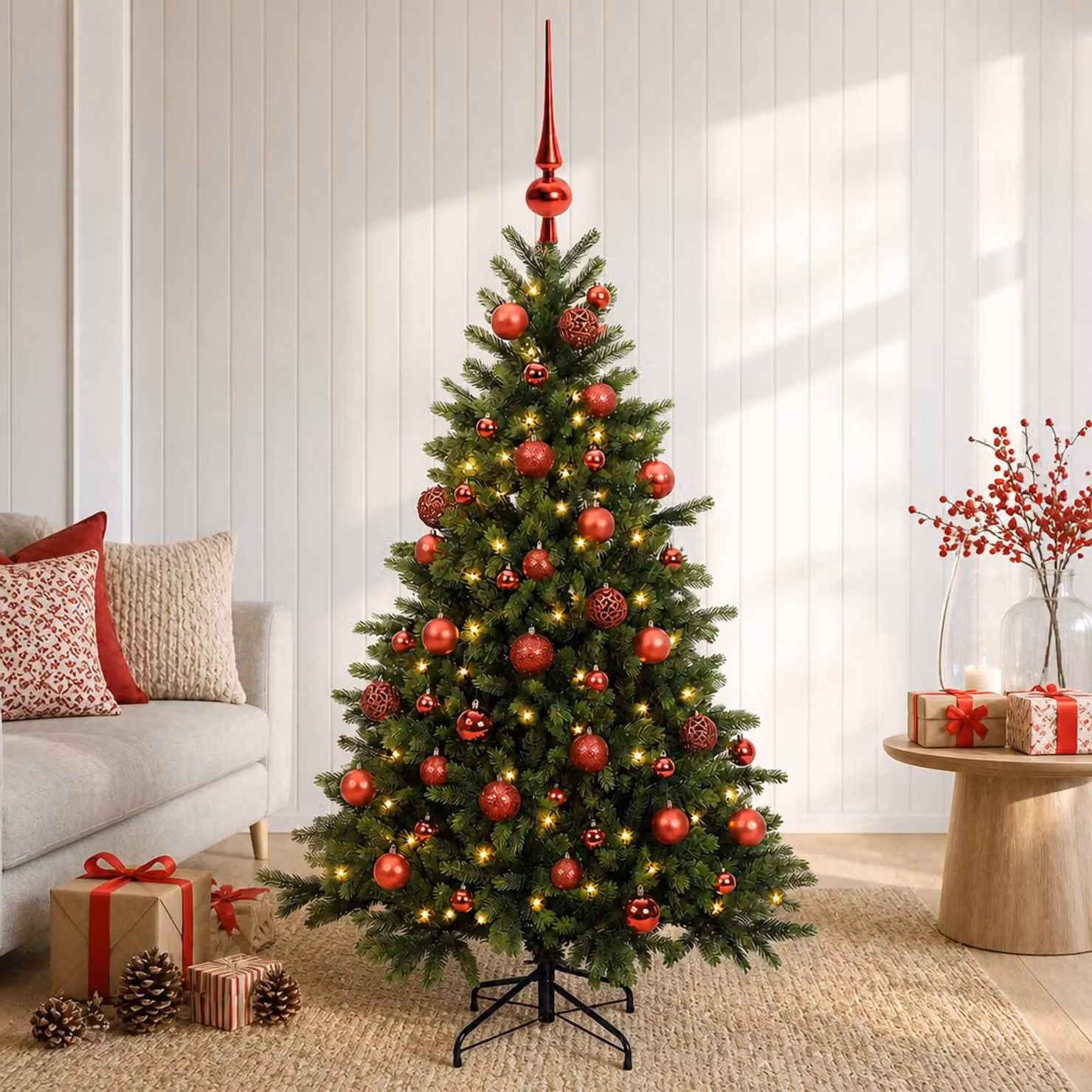 vidaXL Albero di Natale artificiale con palline 150 cm 150 LED