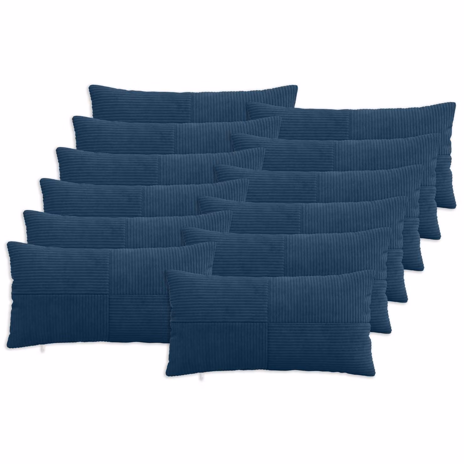 Set di 12 federe vidaXL ALMELO in velluto a coste blu navy, L 80 x P 40 cm