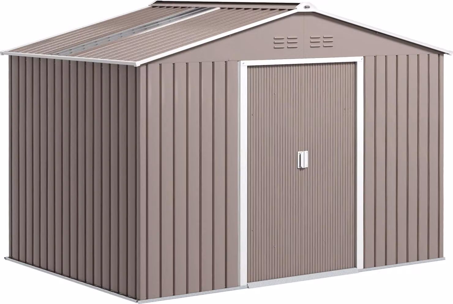 Moonbite, capanno per attrezzi da giardino, 4,9 m², realizzato in acciaio zincato con tetto a falda, dotato di porte scorrevoli con serratura e base di appoggio, dimensioni 277 × 195 × 192 cm, colore grigio chiaro