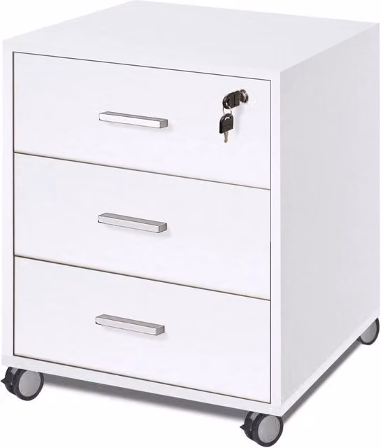 Cassettiera 3 Cassetti su Ruote 50x70x41 cm Bianco Fiammato