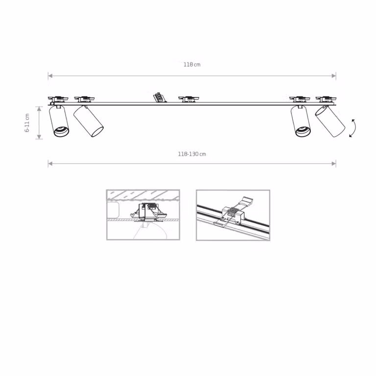 Nowodvorski Lighting Mono Surface 7836 faretto da incasso quadrato nero con 4xGU10 regolabile e dimmerabile