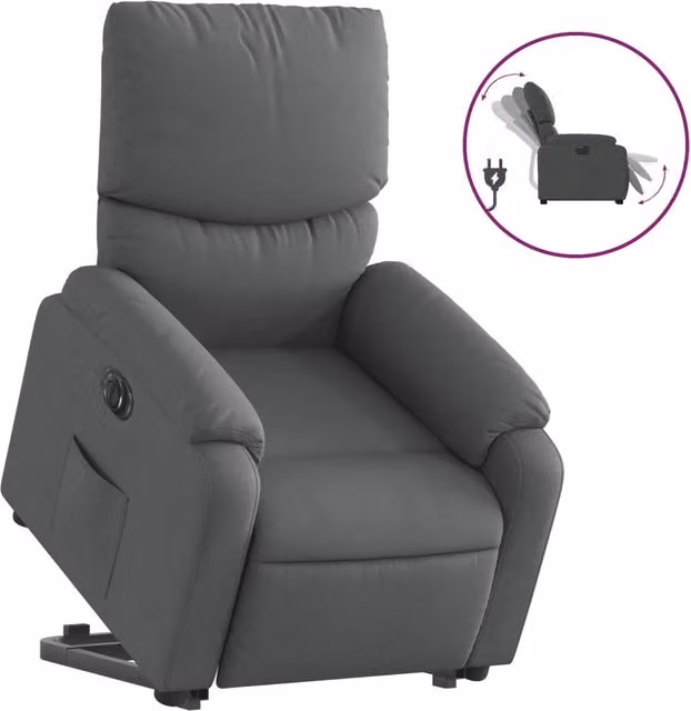 Poltrona | Sedia Relax Alzapersona Reclinabile Elettrica Grigio Scuro Tessuto