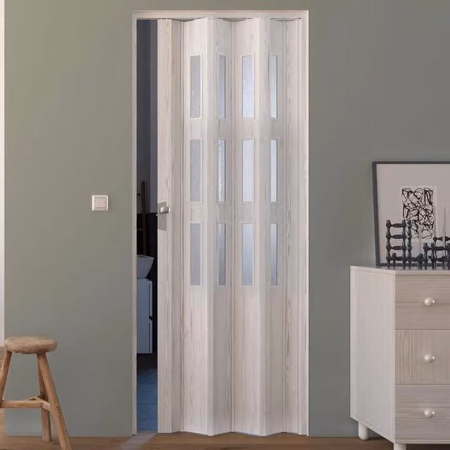 Porta a Soffietto da Interno Saba in PVC con Vetro Florance Bianco L: 88,5 cm, H: 214 cm – 1