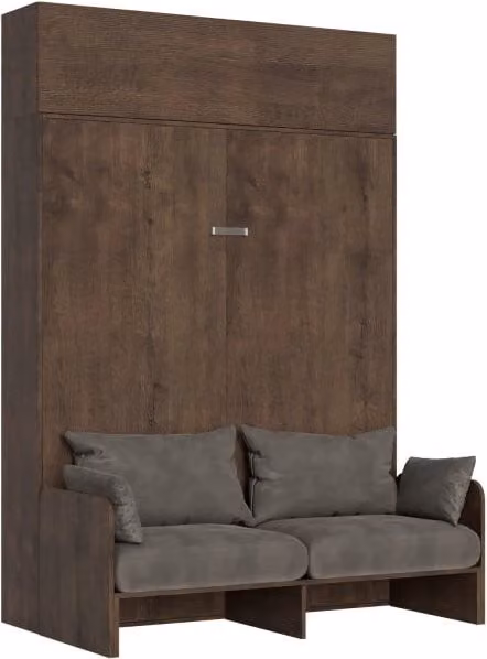 Letto a scomparsa verticale Itamoby Kentaro con sofà e pensile vasistas, colore Noce