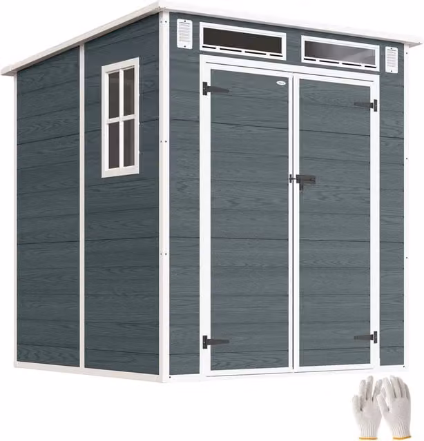 Casetta da Giardino Xylo in Resina Grigia con Plancher e Doppia Porta