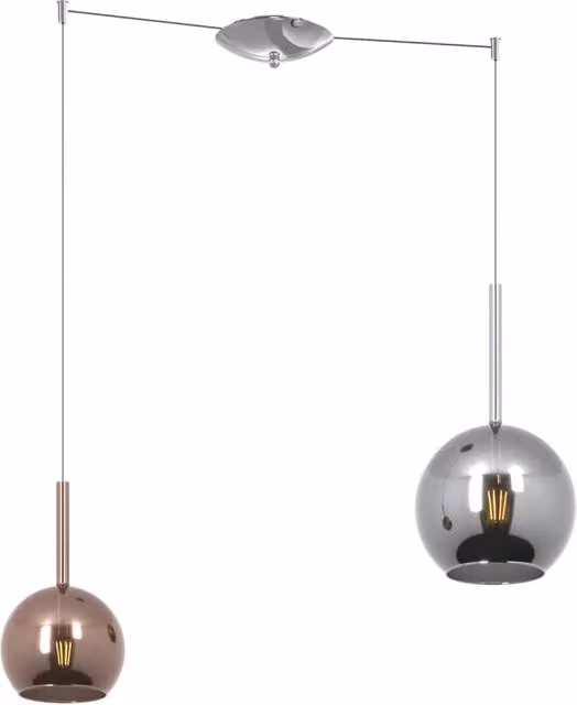 Lampadario Contemporaneo Future Metallo Cromo Vetro Multicolor 2 Luci E27