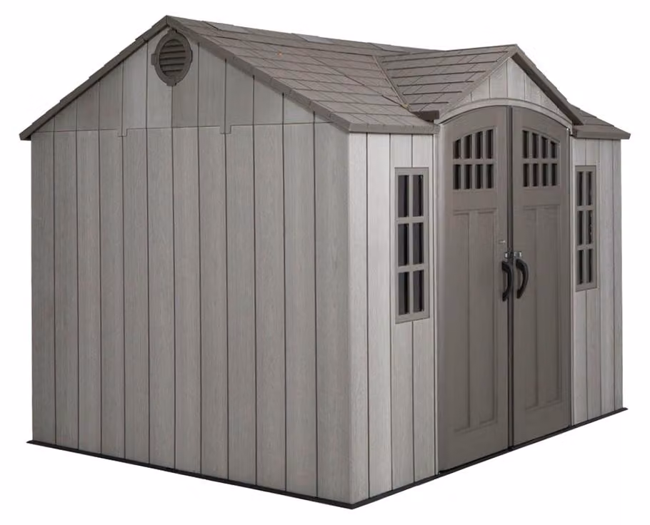 Casetta da giardino in plastica Lifetime Venus con pavimento, grigio scuro, 244x305x244 cm