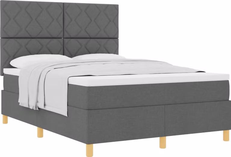 SYFAX™ Letto a molle con materasso Grigio scuro 140 x 190 cm Tessuto