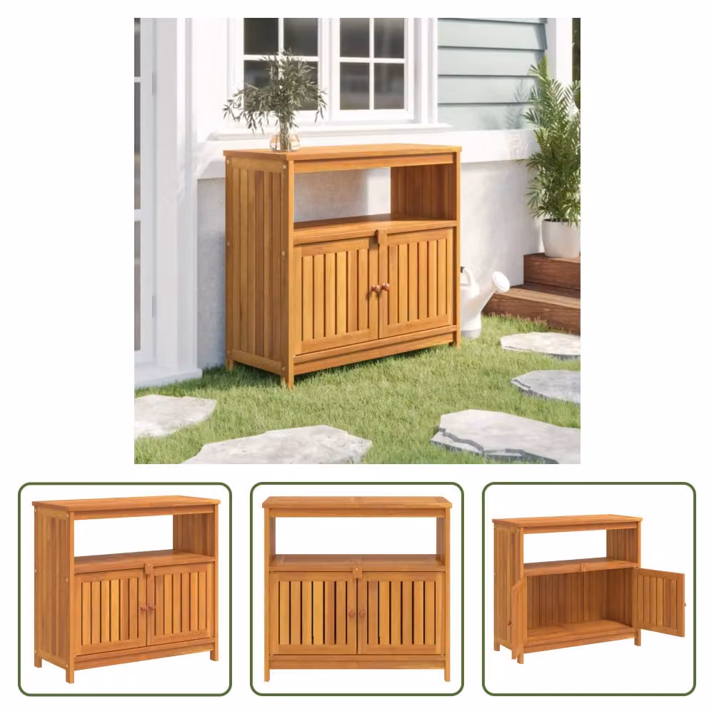 The Living Store Consolle da giardino 80x35x75 cm in legno massiccio di acacia