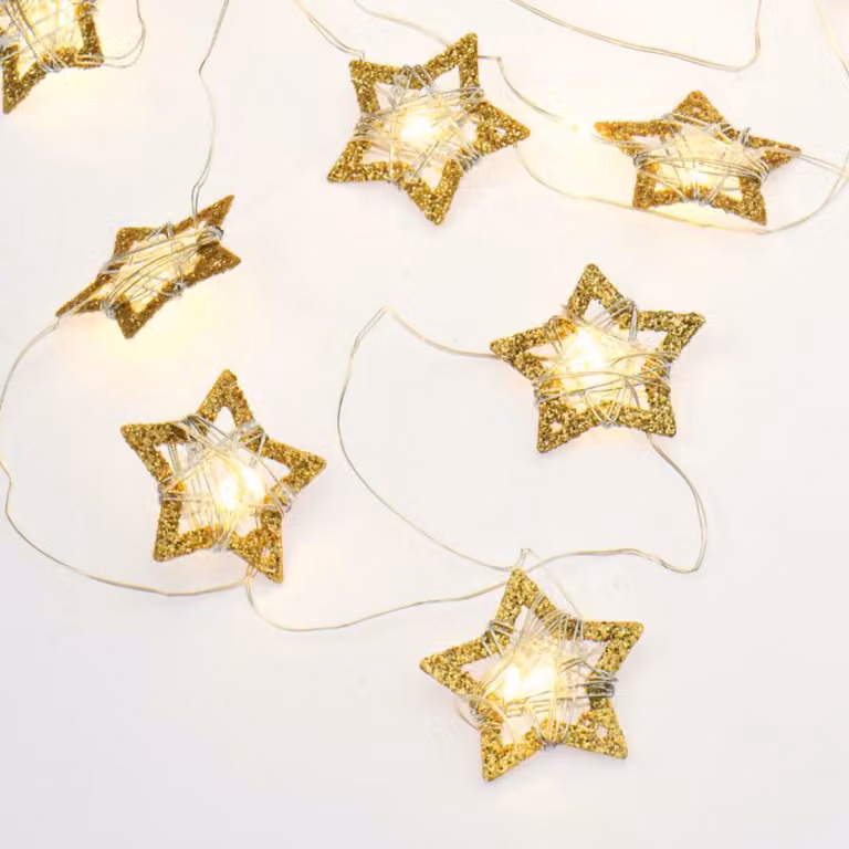 Catena decorativa ACA Lighting stars 20 LED a batteria (2xAA) bianco caldo IP20 190+30cm cavo trasparente XL20WW2A