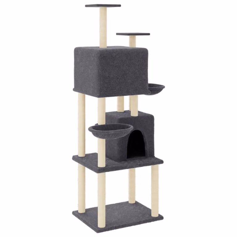 Graffiatoio con tiragraffi in sisal grigio scuro 180 cm