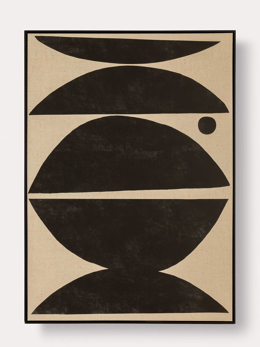 Quadro Safir Kenay Home, design astratto e geometrico moderno, colori nero, beige e marrone, L: 140 cm, H: 100 cm – 2