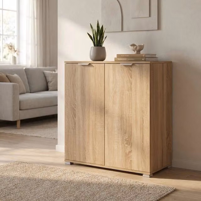 Armadietto da Bagno con 2 ante in Legno Composito cm 75x38x85 - PAUL