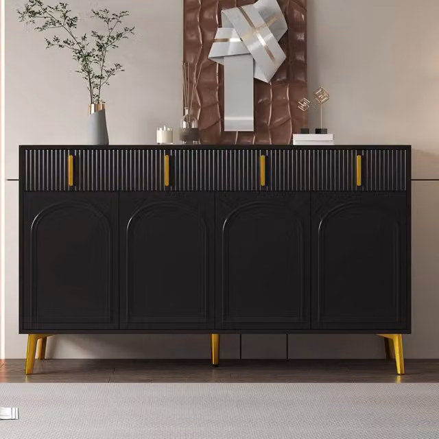 Credenza 4 Ante 4 Cassetti ¨C MINIMAL ¨C Laminato Estraibile, Soggiorno, 140x38x82 cm