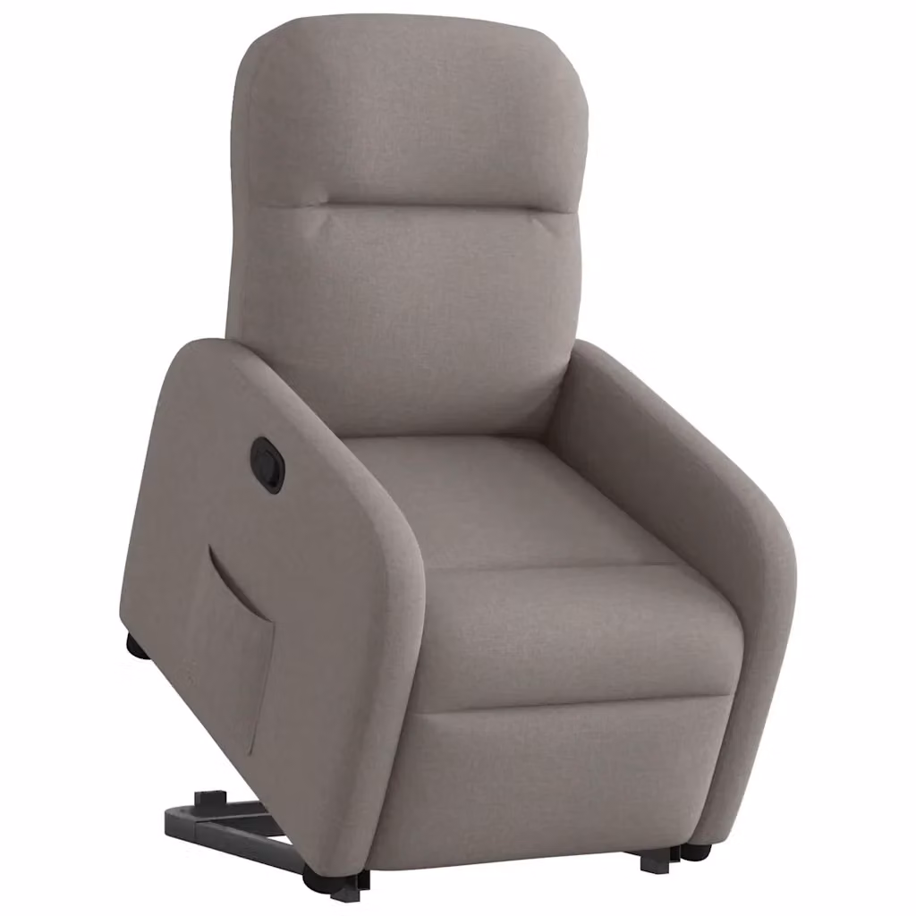Poltrona Alzapersona Reclinabile vidaXL con Assistenza Elettrica in Tessuto Beige e Grigio per Senior – 2