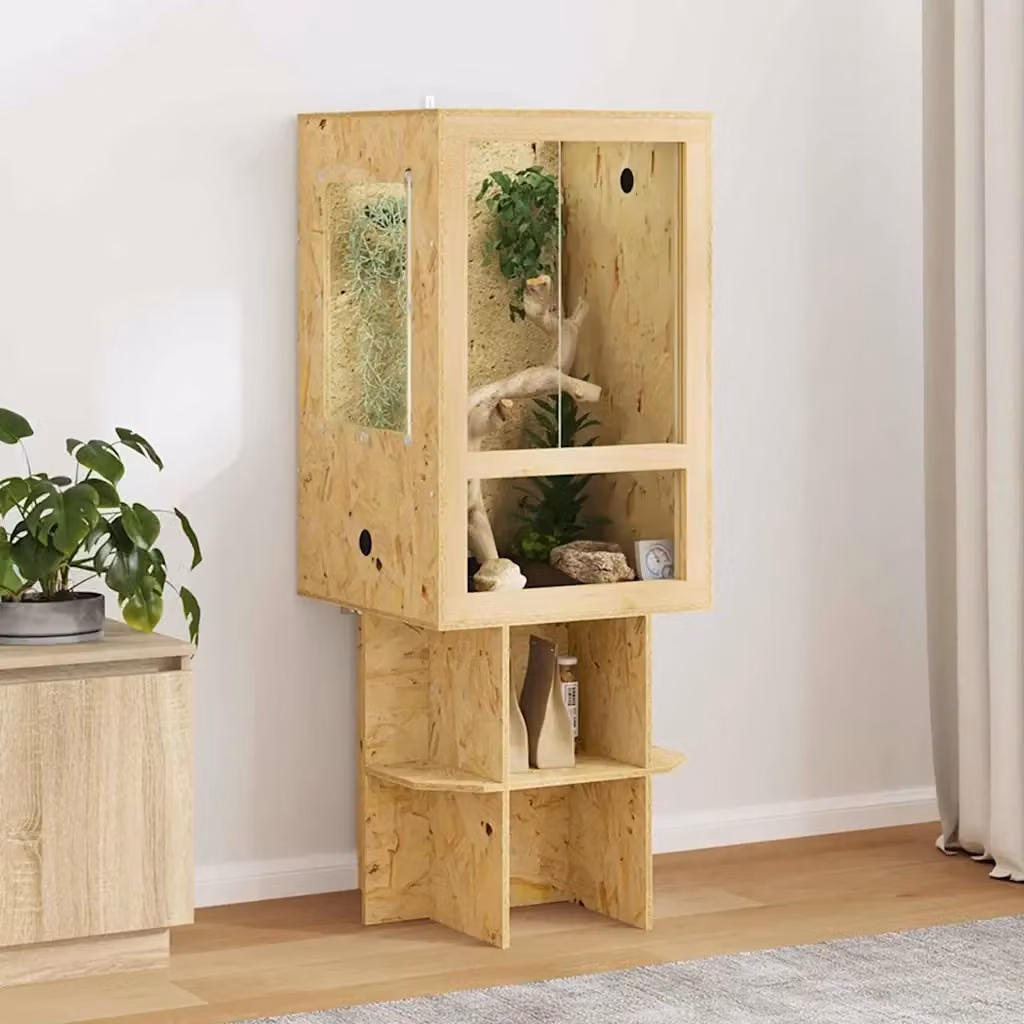 Terrario in legno e vetro marrone beige CFW9887919 H 130 x L 50 x P 50 cm – 2